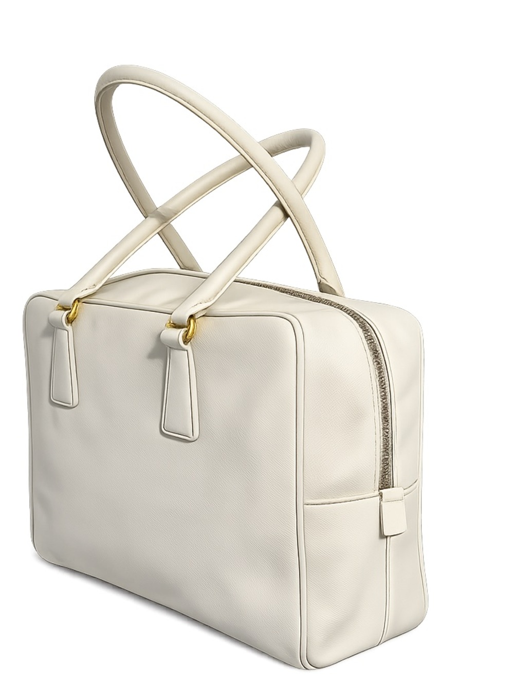 Authentic Prada Bauletto Cream Saffiano Leather Satchel Bag - Picture 8 of 17